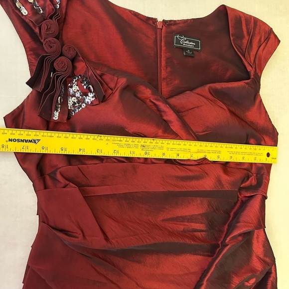 Dress Barn Holiday cocktail metallic burgundy fully lined dress Sz-10.  X9 - Picture 12 of 13